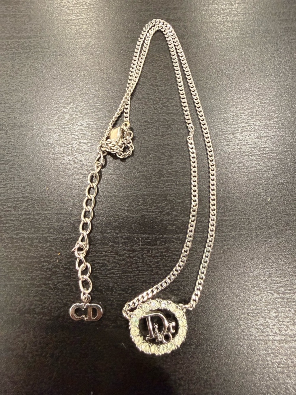 Dior Silver Crystal CD Pendant Necklace - Picture 1 of 6